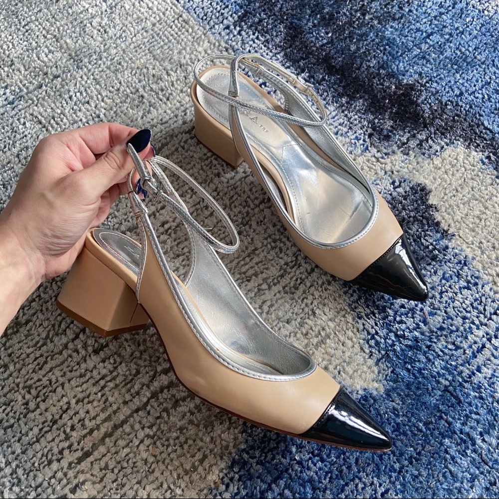 Zara Cap Toe Ankle Wrap Flats